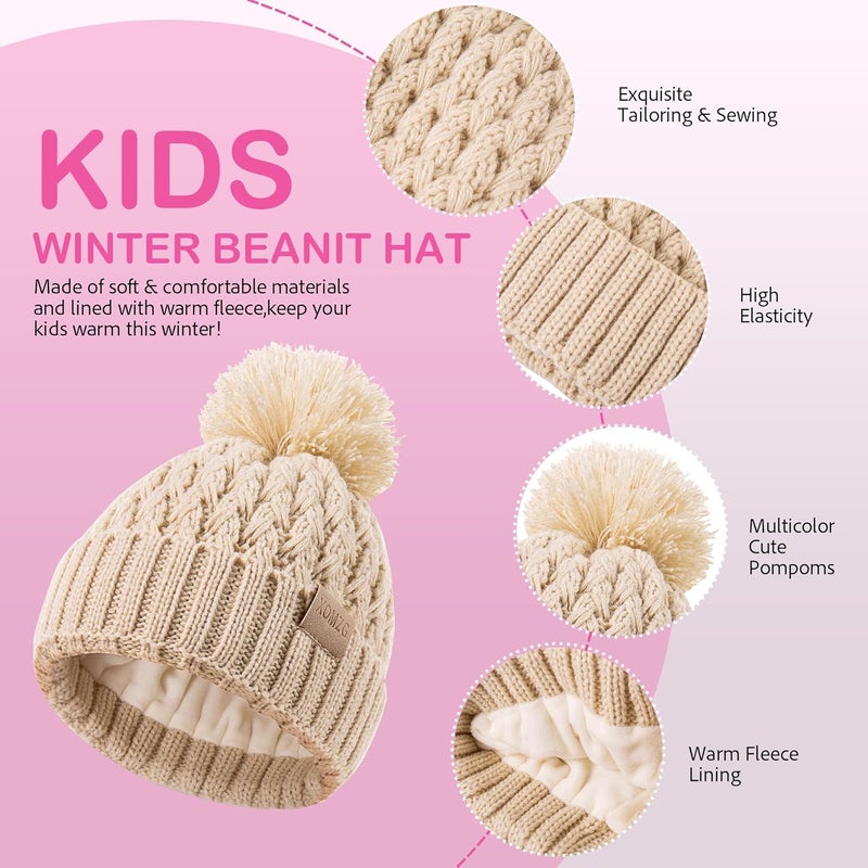 TYOMZG Baby Beanie Hats with 2-Pack,Warm Winter Hats for Boys and Girls,Infant Fleece Lined Toddler Baby Hats for 0-36 Month - Image 3